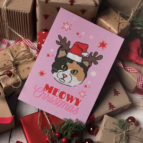 Reindeer Cat Christmas Card